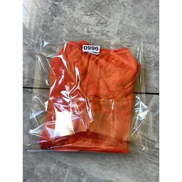 Club Monaco Womens XS Orange V-Neck Slub Cotton Short Sleeve T-Shirt 0996 - Picture 8 of 8